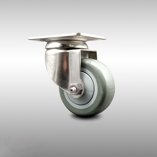 3 Inch 316SS Gray Polyurethane Wheel Swivel Top Plate Caster